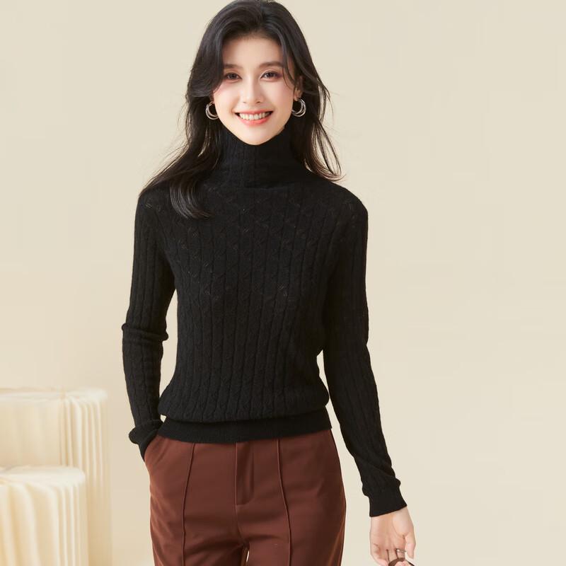 Women s High-Neck Cashmere Pullover Sweater M