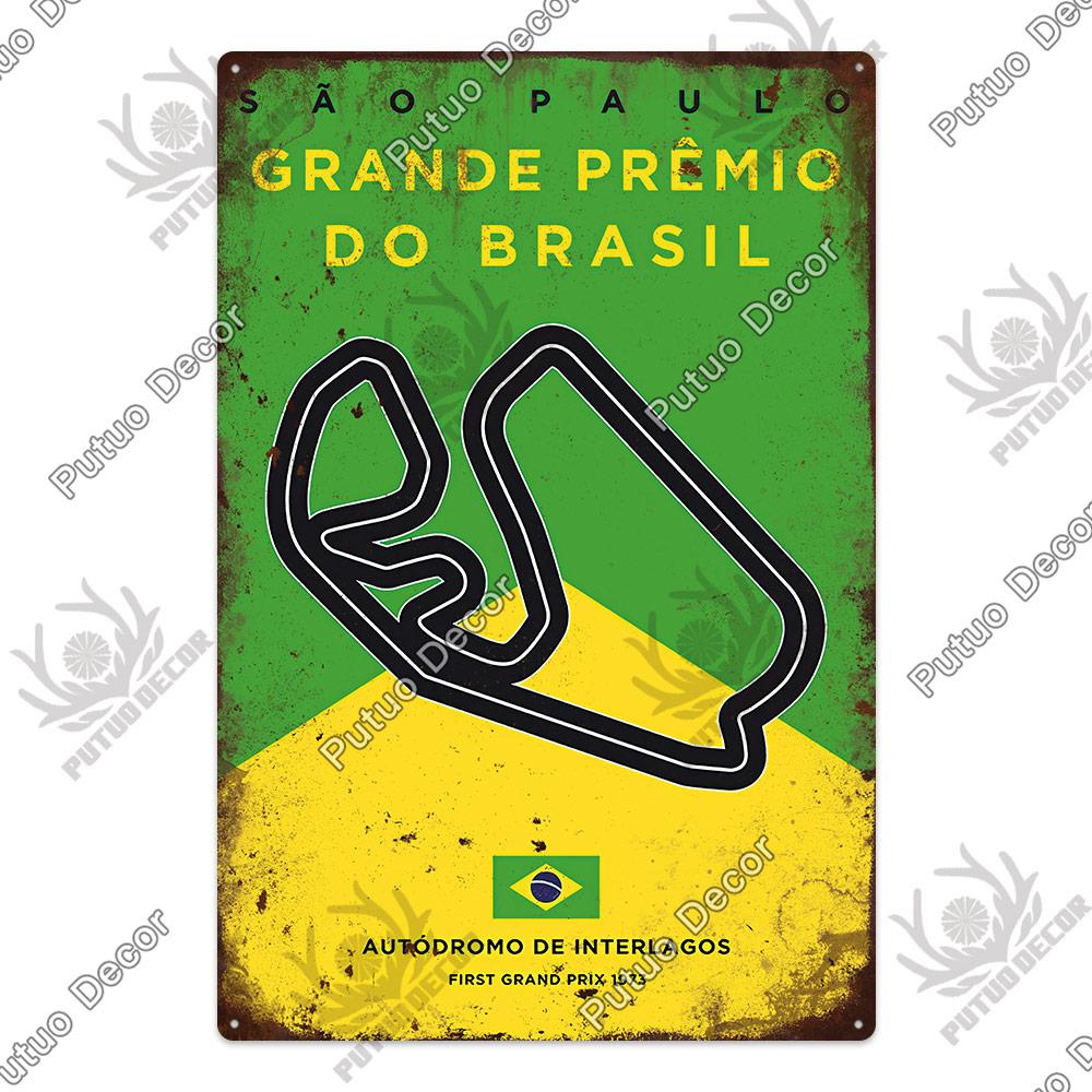 Putuo Decor Vintage Racing Track Metal Poster F Competition Tin Sign Plaque Iron Plate Bar Club Man Cave Home Wall Decoration