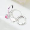 Original 925 Silver Zircon Pink Paw Print Earrings Heart Flower Leaf Design Women Party Jewelry Gift Ear Loops