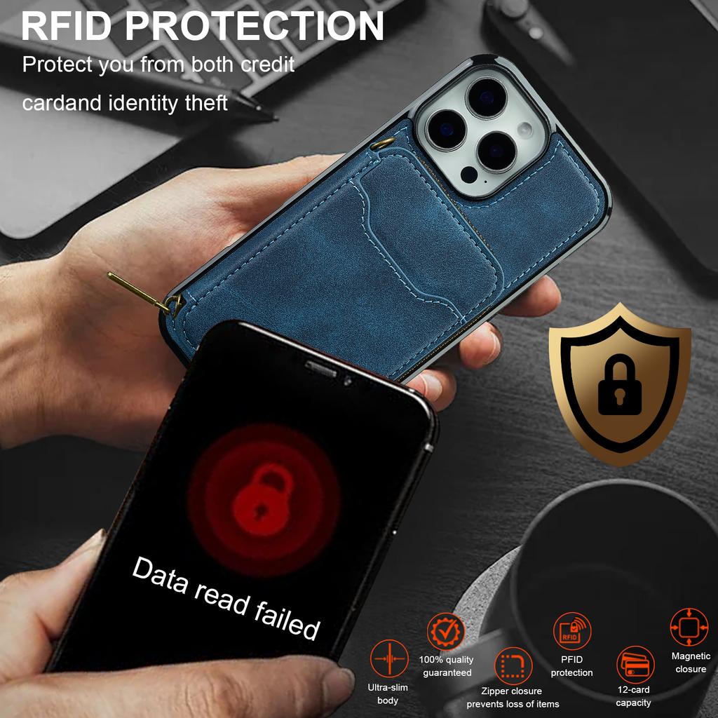 LC.IMEEKE L6 For iPhone 15 Pro Max Magnetic Case Detachable Zipper Wallet Leather Coated PC + TPU Phone Cover