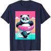 Funny Summer Panda Graphic Tee Cool Cartoon Animal Swim Ring Summer Vacation Beach T-Shirt