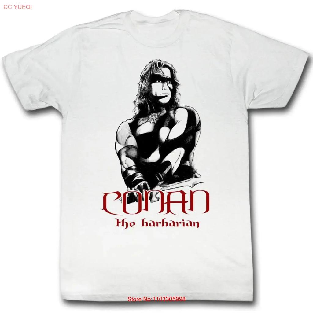 Conan The Barbarian Black And Red White Adult T Shirt Vintage Designer Clothes Slightly Stretched Top For Everyday Wear