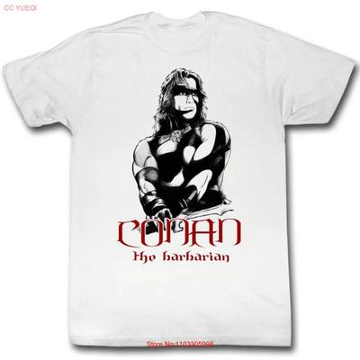 Conan The Barbarian Black And Red White Adult T Shirt Vintage Designer Clothes Slightly Stretched Top For Everyday Wear