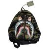 A Bathing Ape Bape Camouflage Shark Print Zipper Color Block Multi-Pocket Nylon Backpack Unisex Backpack Camouflage-Yellow 182038D