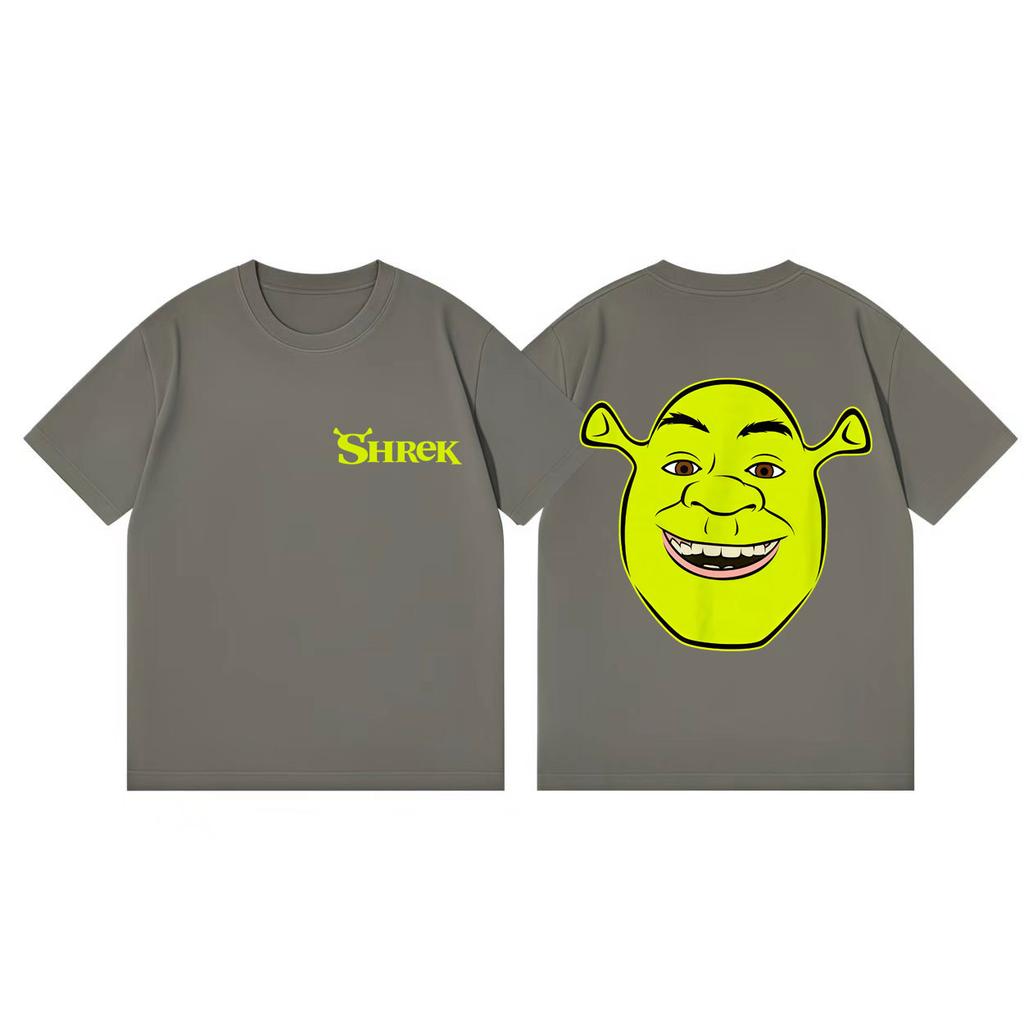 T-shirt Grafiche Divertenti Meme Faccia Grande Sorridente di Shrek Unisex Abbigliamento Donna Harajuku Magliette a Fumetti Estive Casual Ampie Magliette in Cotone