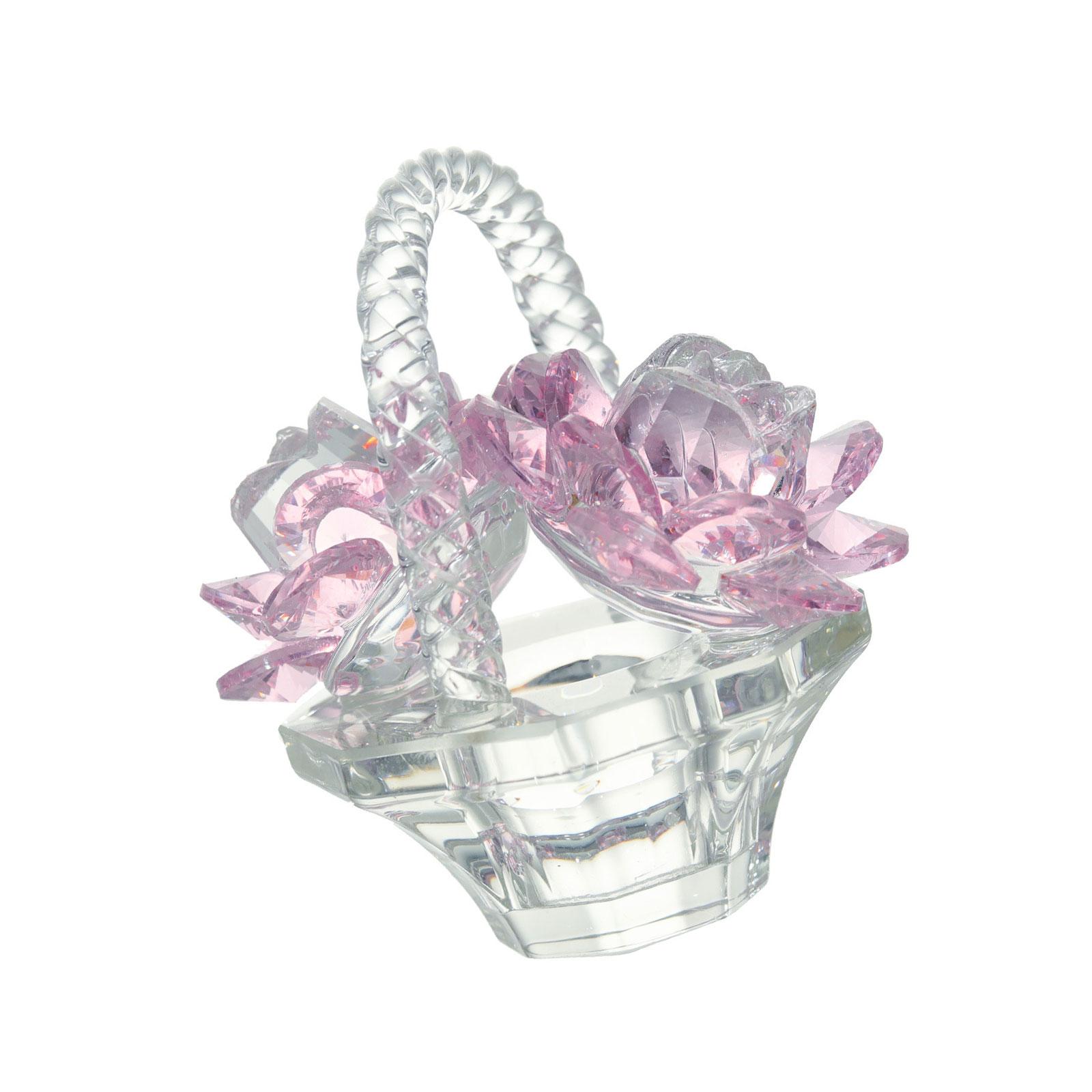 

Crystals Rose Flower Basket Crystals Tabletop Decoration, Enhances Bedroom and Living Space Aesthetics рожевий