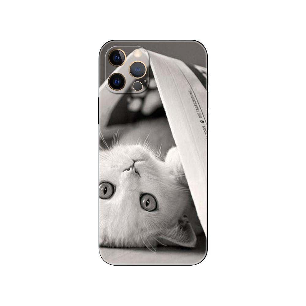 Cat Staring Eye Phone Case for Iphone 5 5s 2020se 6 6s 7 8 Plus X 10 XR XS 11 12 13 Mini Pro MAX Black Tpu Back Cover