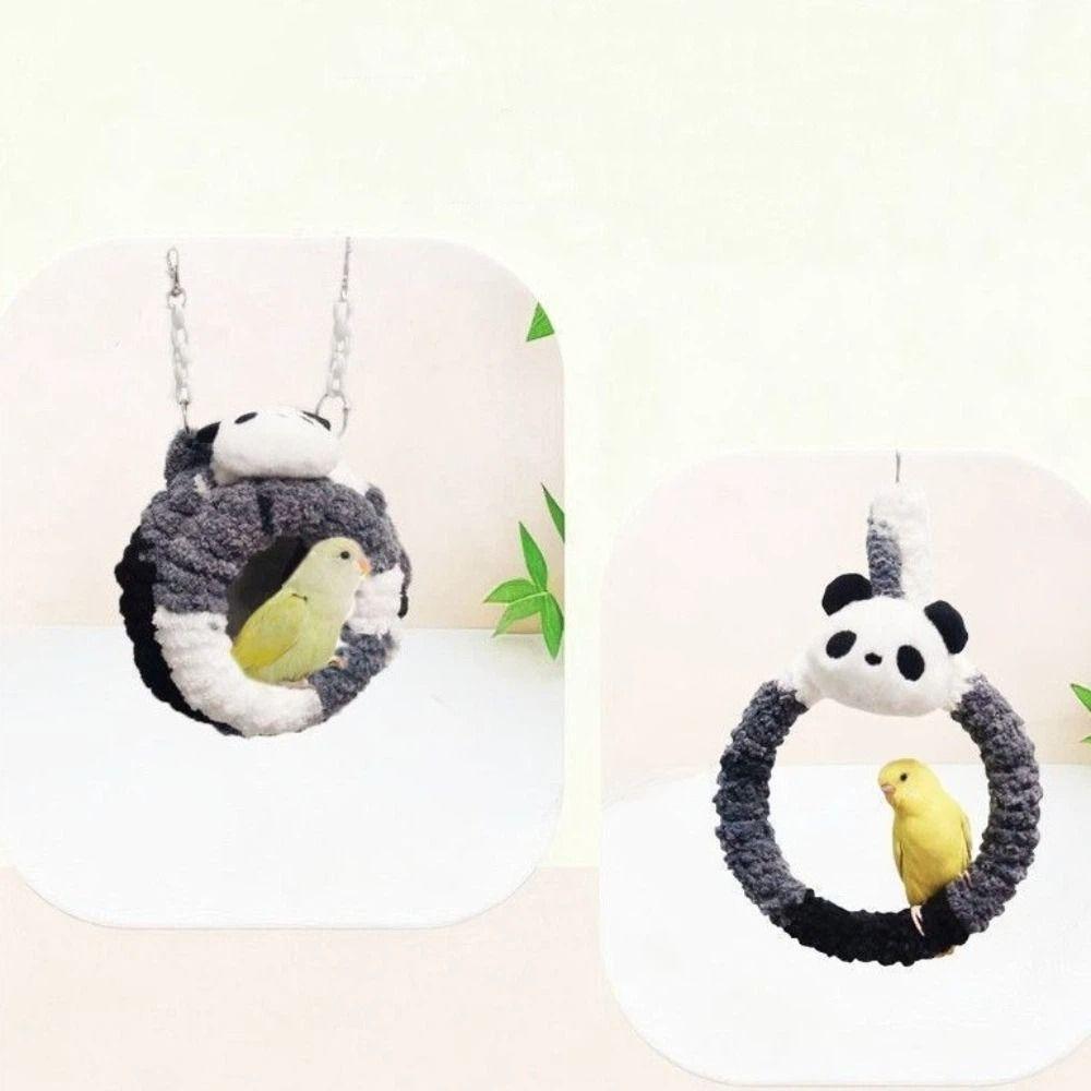 Bird Warm Bird Nest Comfortable Thickened Bird Cage Bed Cartoon Panda Bird Cage Swing Winter