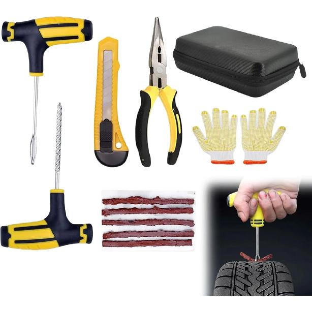 Automotive Emergency Rescue Kit Tyre Repair Kit Puncture Repair Kit, Anti-Puncture Kit Motorcycle, Puncture Repair Tool with Bag
