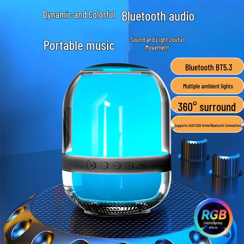 Bluetooth Smart Reconnection Mini Portable Outdoor Speaker with Subwoofer & Colorful Lights M9