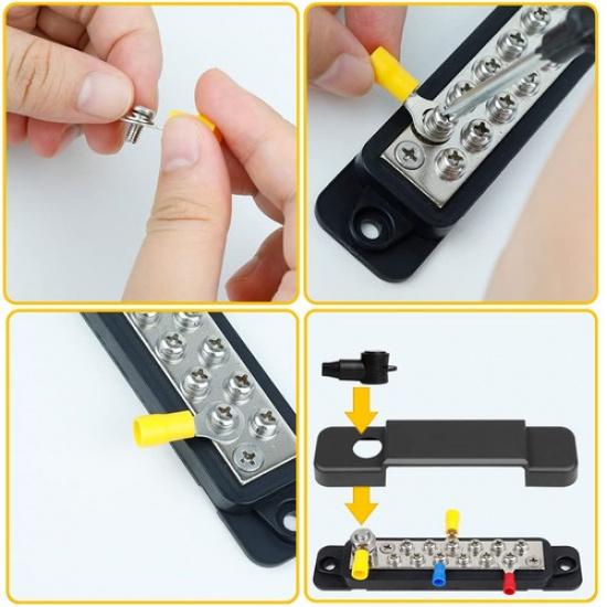 2X Power Terminal Distribution Screws Block Bar Battery For Car/Boat/Marine Bus