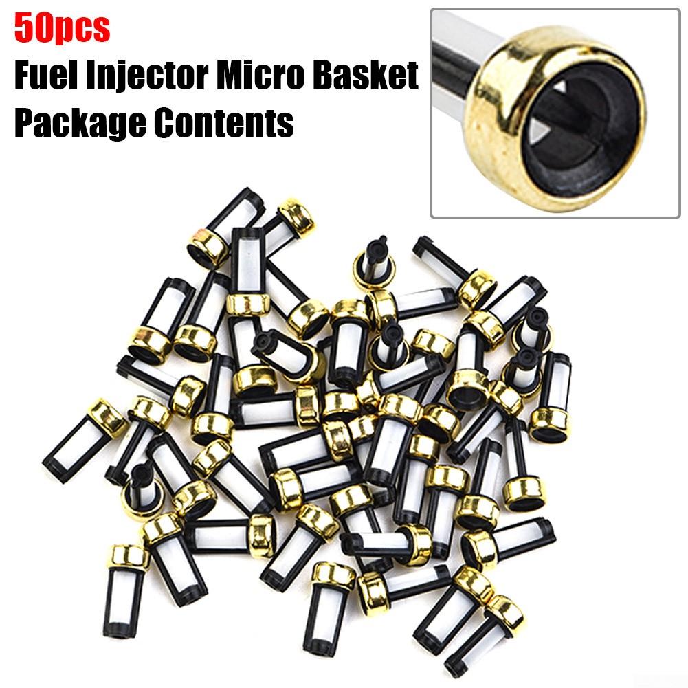 50Pcs Universal Fuel Injector Basket Filters High-Quality Material, Precision Filtration