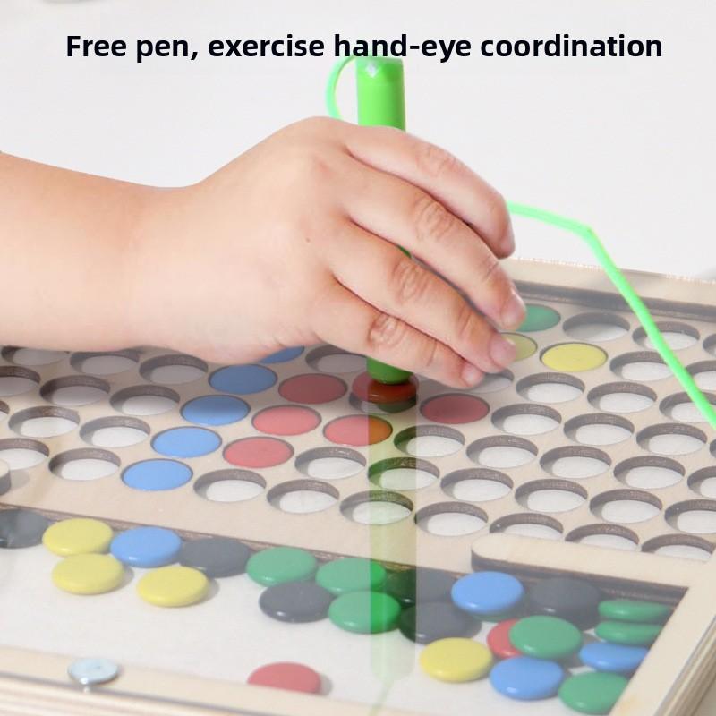 Magnetic Bead Maze Toddler Toy DIY Doodle Board With Pen Card Puzzle Montessori Educational Preschool Travel Gift