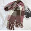 Geometric Plaid Scarf - Windproof Warm Winter Scarf with Fringe Edges, Unisex Elegant Casual Scarf for Women Fall Winter Fashion Accessory