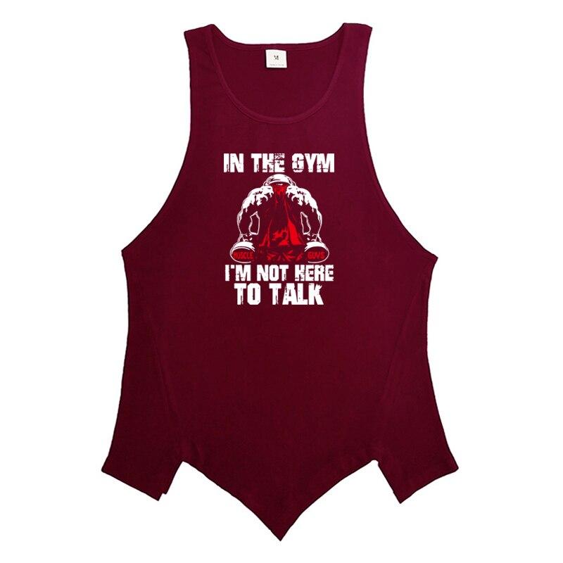 

Мужская спортивная одежда, летние дышащие майки с неровным подолом для фитнеса, свободные трендовые уличные футболки без рукавов, бодибилдинг M бордовый