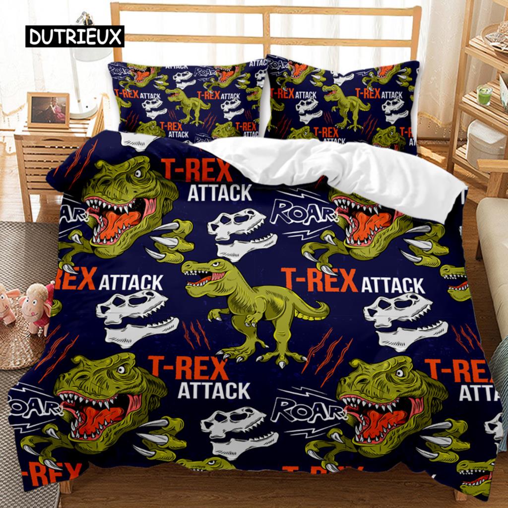 Dinosaur Bedspread Cover Sets Kids' Bed Cover Kit Full Playing Basketball Tyrannosaurus Animal Double Size Queen Dimension King Size Long-lasting