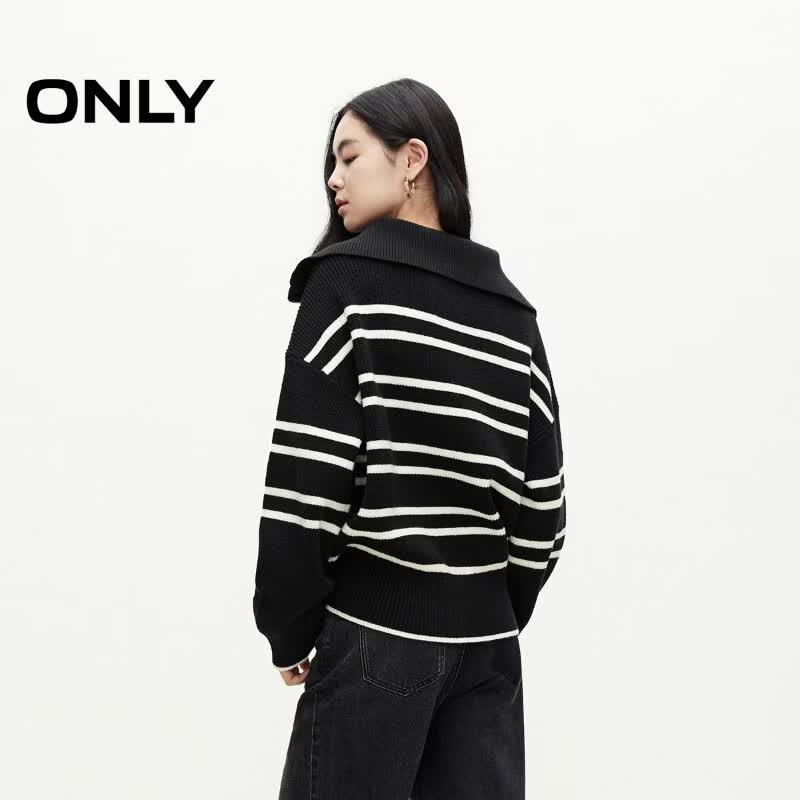 ONLY Women's Striped Half-Zip Knit Sweater