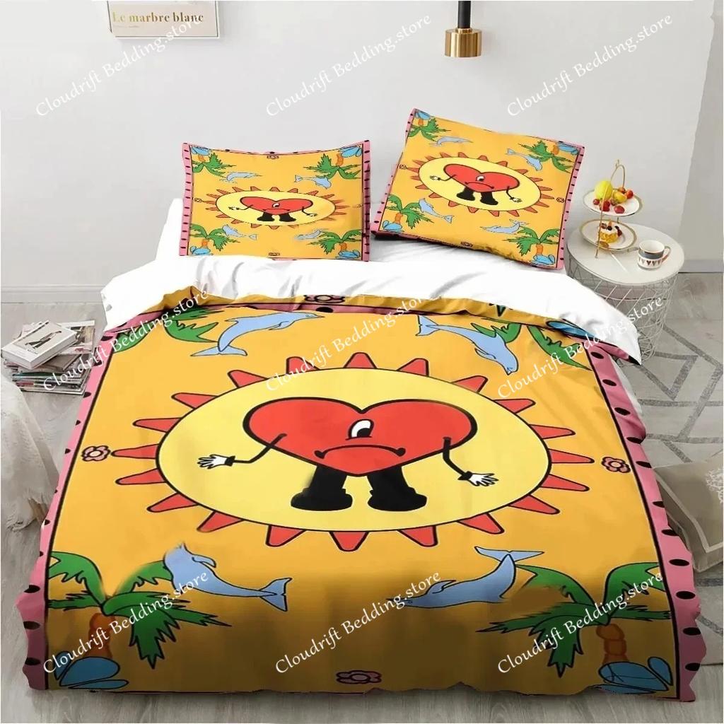 Funny Bad Bunny Un Verano Sin Ti Bedding Set Polyester Quilt Cover Pillowcase Comforter King Queen Size  Duvet Cover Bed Set