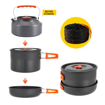 Camping Cookware Set, Portable Outdoor Cookware, Lightweight Hiking Picnic Equipment, Cooking Kettle Pot Set Tableware