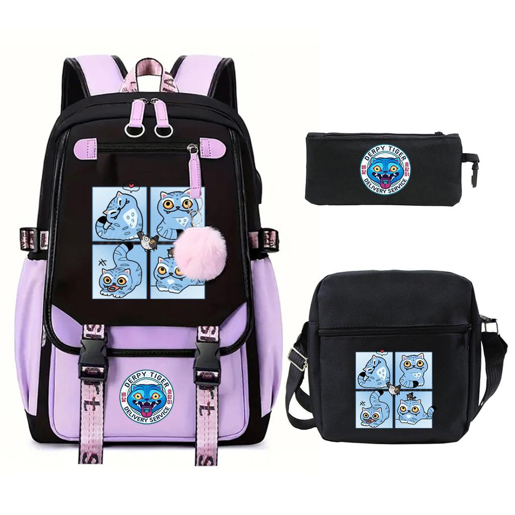 Witch Hunters Cartoon Peripheral Printing Children's Backpack Cross-border New Student School Bag Three-piece Shoulder Bag Pencil Bag