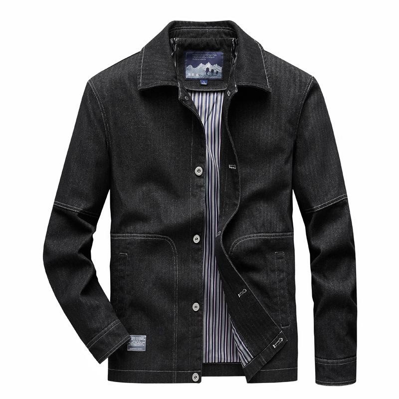 

Men s Jacket Collar Casual Jacket Denim Cotton Jacket Men s Clothing L чёрный