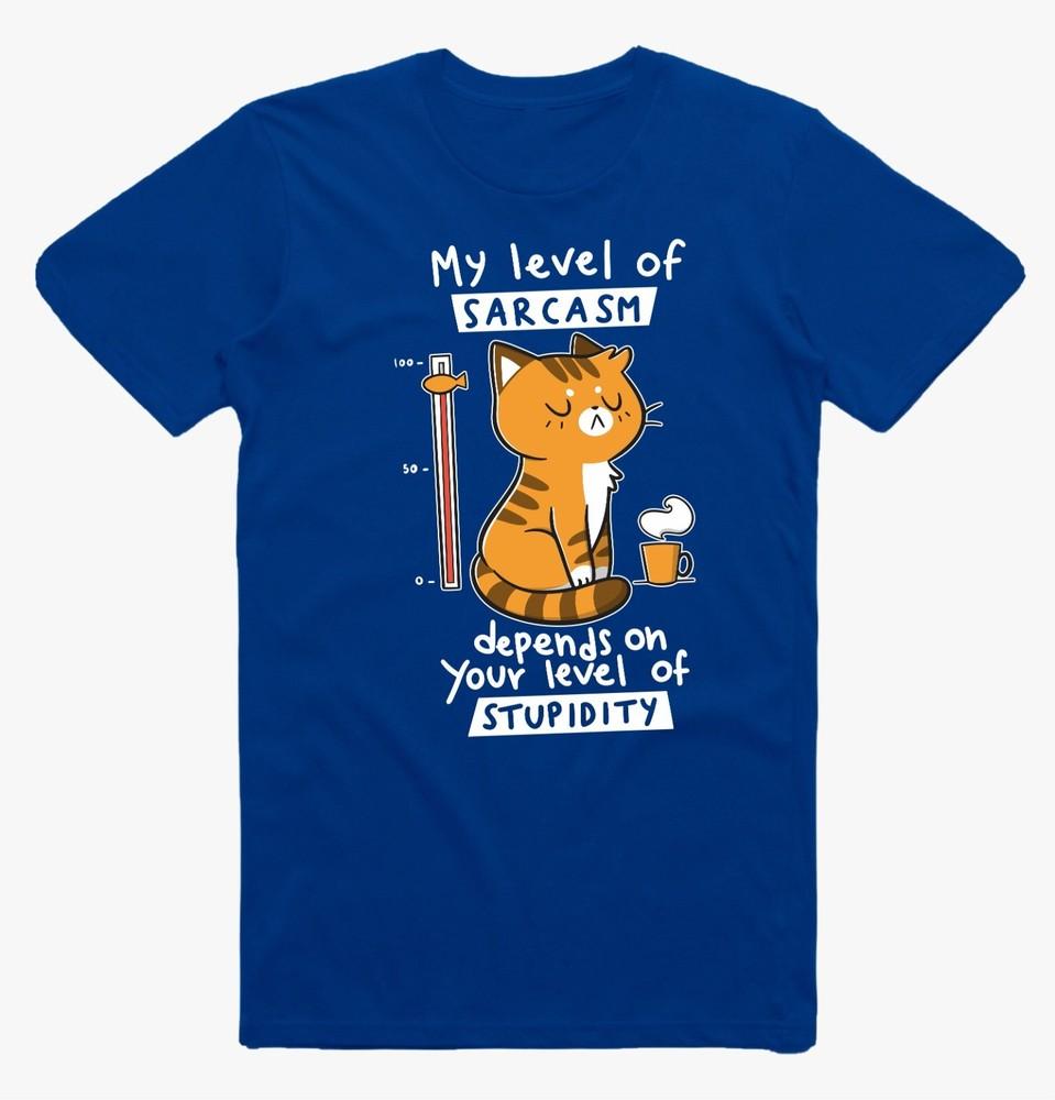 Sarcastic Joke Depends On Your Level Of Stupidity Sarcasm Tshirt Cats Coffee