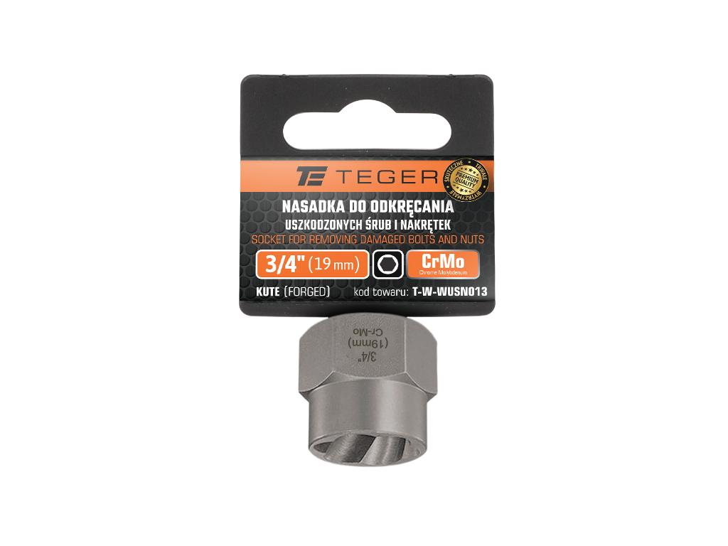 Nasadka Do Odkręcania Uszkodzonych Śrub I Nakrętek, 3/4" (19Mm) - Kute/ Stal Cr-Mo, Teger