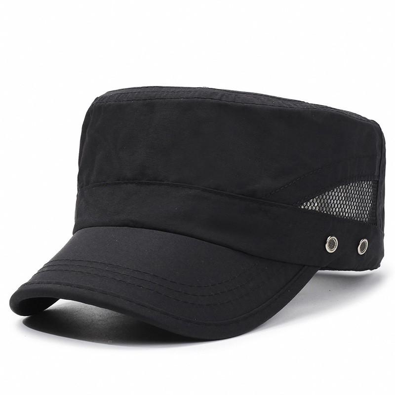 Summer Quick Dry Flat Top Cap With Adjustable Mesh For Outdoor Mens Sun Protection