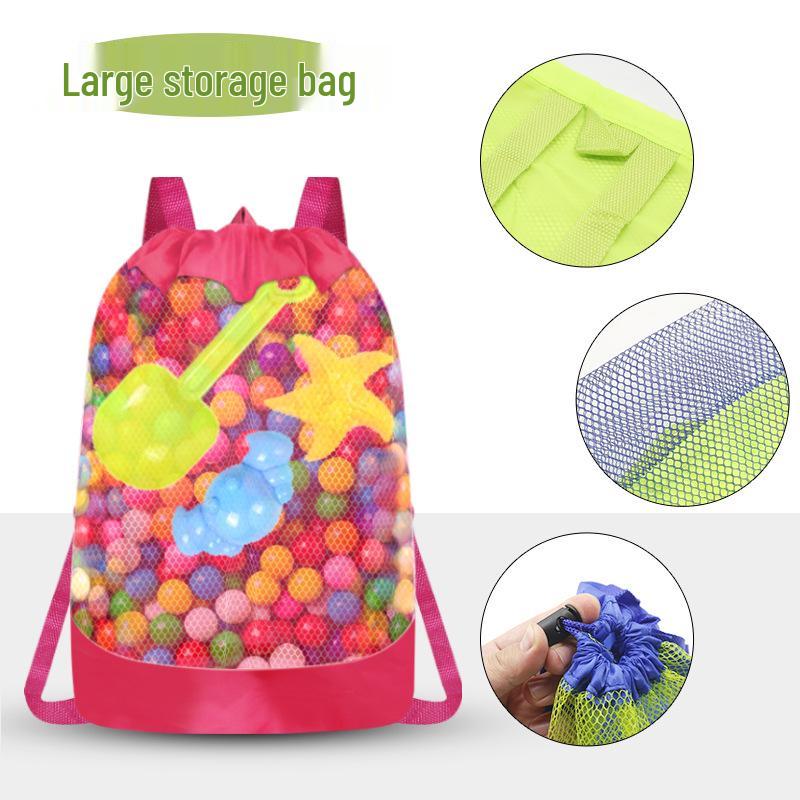 Kids' Large Mesh Toy Storage Backpack for Beach Sand Tools.