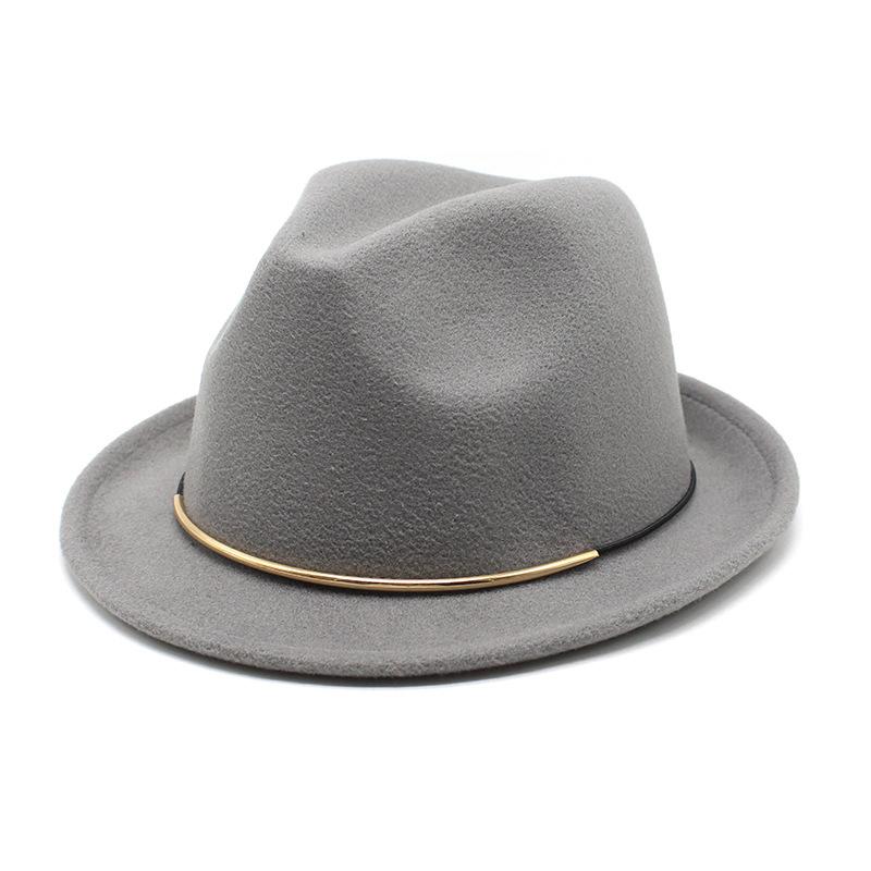 Wool Top Hat Ladies Trend Hat Gold Buckle Jazz Hat Wool Felt Hat