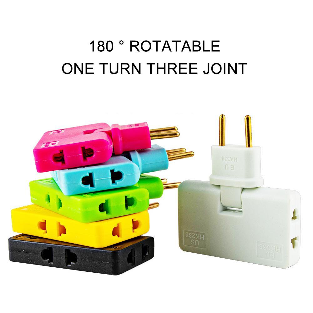 Convertitore con spina UE girevole a 180 gradi con tre spine di prolunga, adattatore per presa wireless mini sottile con luce per comodità
