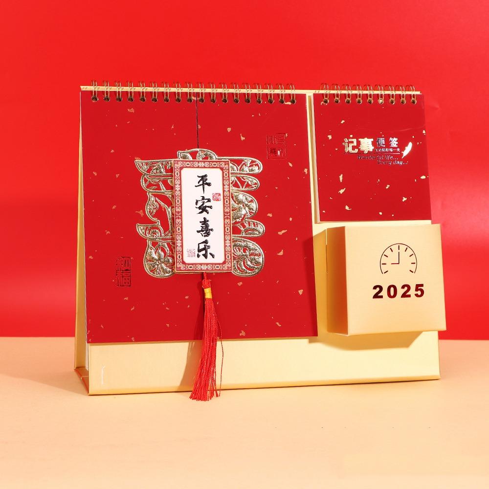 

Красное горячее тиснение 2025 Ежемесячный настольный календарь Ежедневник Календарь Деловые подарки Style C