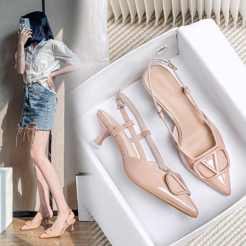 New Pointed Single Shoes High Heel Rear Thin Heel Sandals Women