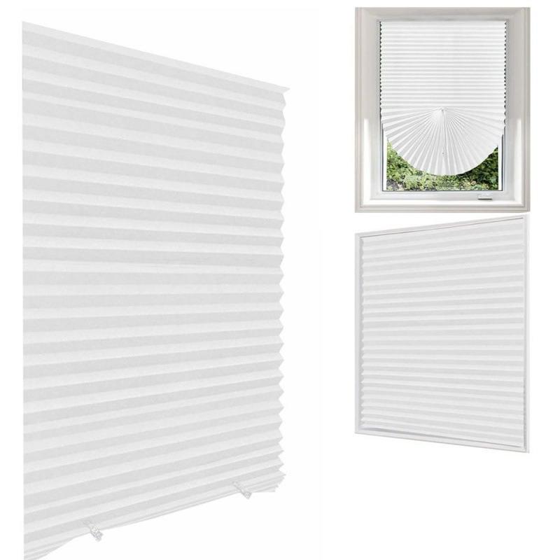 Simple Pleated Window Shades Self-Adhesive Non-Woven Semi-Shading Blinds Curtains Living Room Bedroom Bathroom Home Decorations
