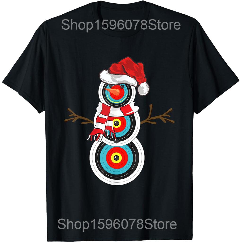 Funny Xmas Bow Santa Archery Christmas T Shirts Men Women Cotton Humor Streetwear Tee Shirt Short Sleeve Unisex Loose Clothing