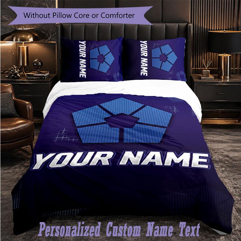 Personalized 3Pcs Bedding SetBlue Lock Custom Text Duvet Cover Pillowcase Set Bedroom Gift