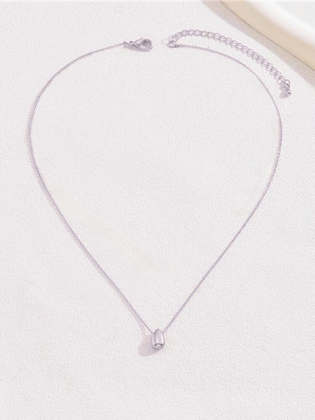 

1pc Minimalist Style Niche Design Water Drop Beaded Stainless Steel Gold Plated Necklace For Women Stacking Necklace Summer