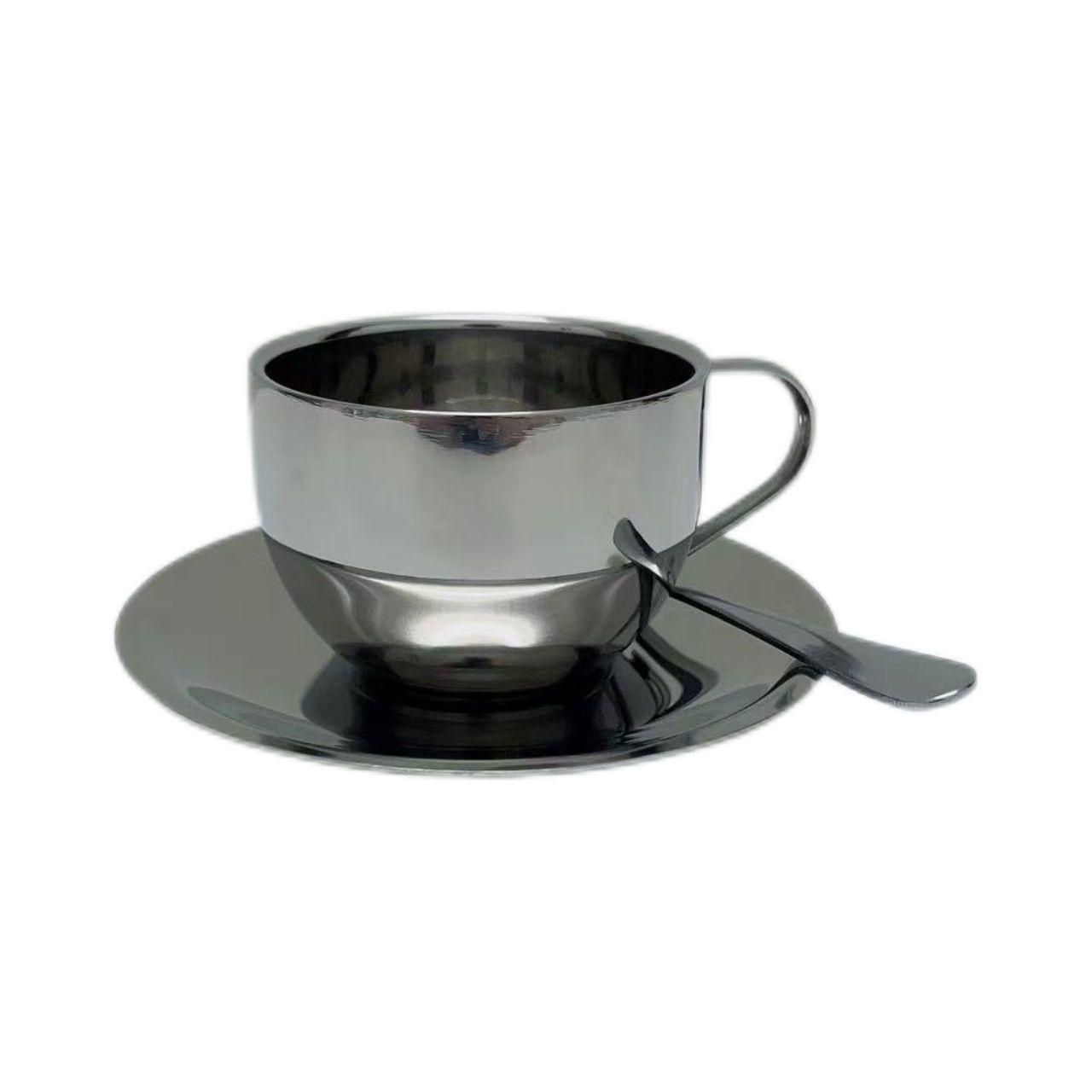 

Stainless Steel Coffee & Tea Cup with Saucer and Spoon 80 per box
