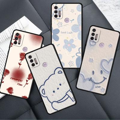 Hülle für Motorola G30 G60 G22 G9 Play G82 G52 G8 G9 G50 One Fusion Edge 20 Schwarz Soft Phone Capas Blume Niedlich