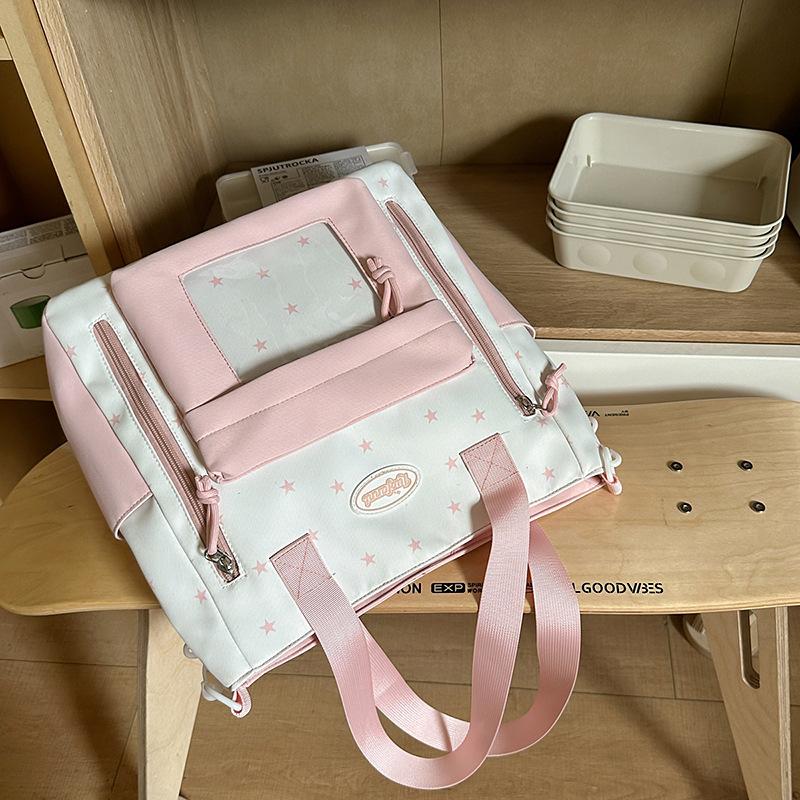 New schoolbag women's blue high-value shoulder bag multi-compartment primary and secondary school students grade two-piece pain bag