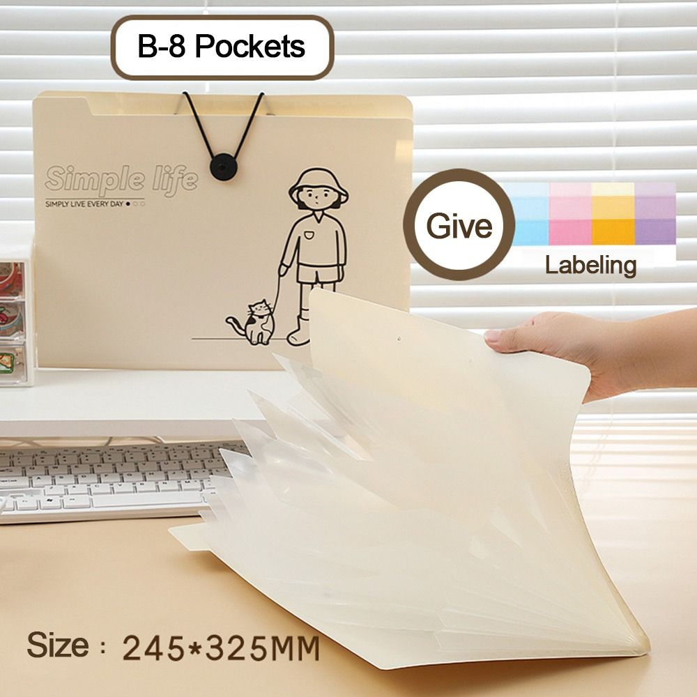 

ПП Папка для файлов А4 Большой вместимости Органайзер для файлов Креативный пакет для хранения бумаги А4 Школа Офис B-8 Pockets