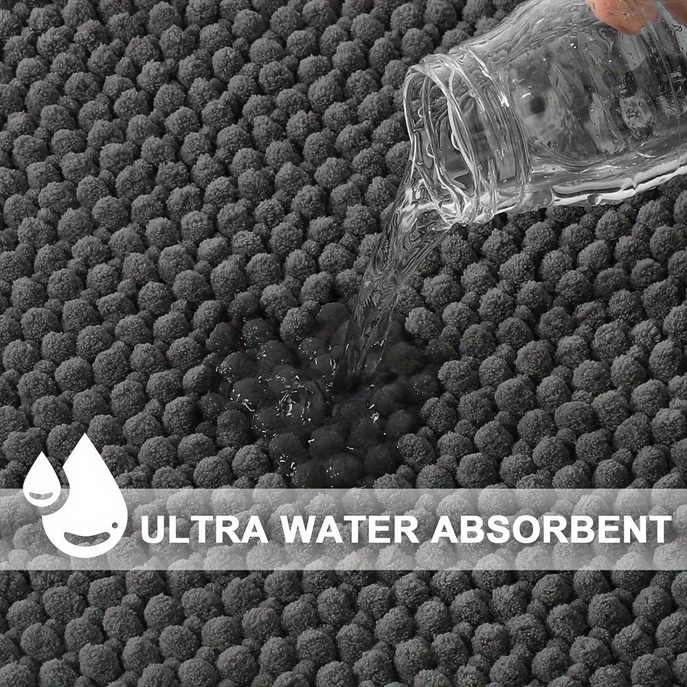 Absorbent L-shaped Chenille Bath Mat Washable Carpet Durable Corner Shower Mat Bathroom