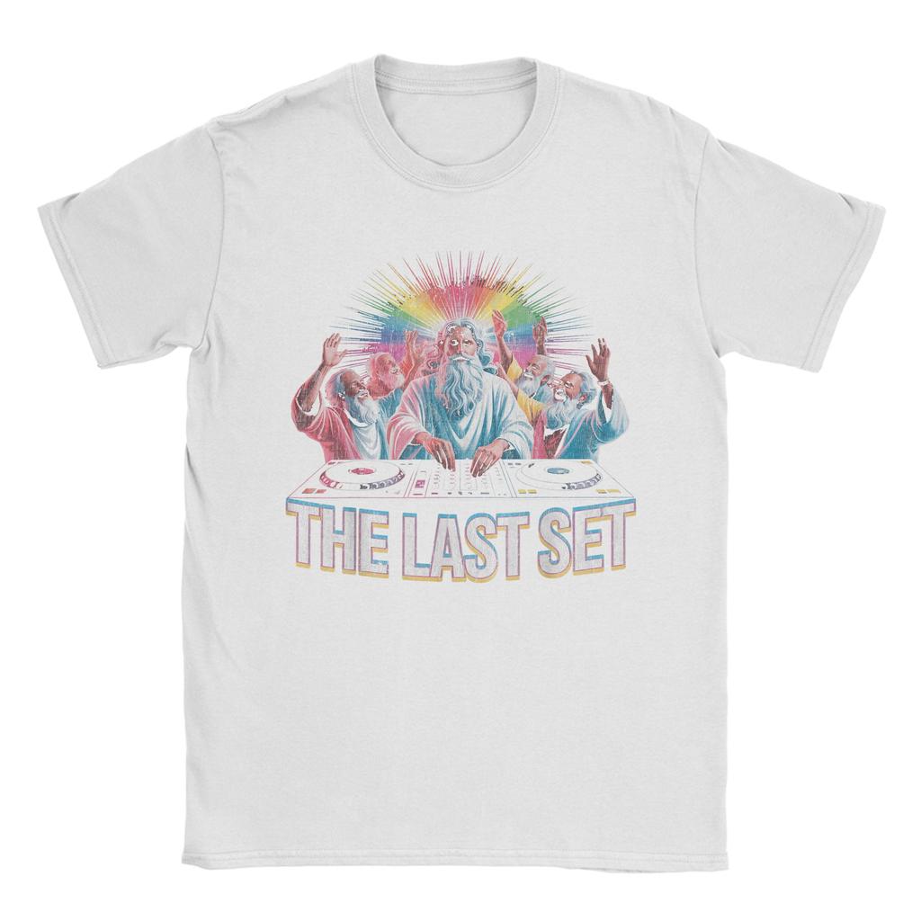 Jesus Last Set Glitchy DJ EDM Techno Rave T Shirt Beach  Cotton TShirts For Mens Short Sleeve Streetwear Top Tees