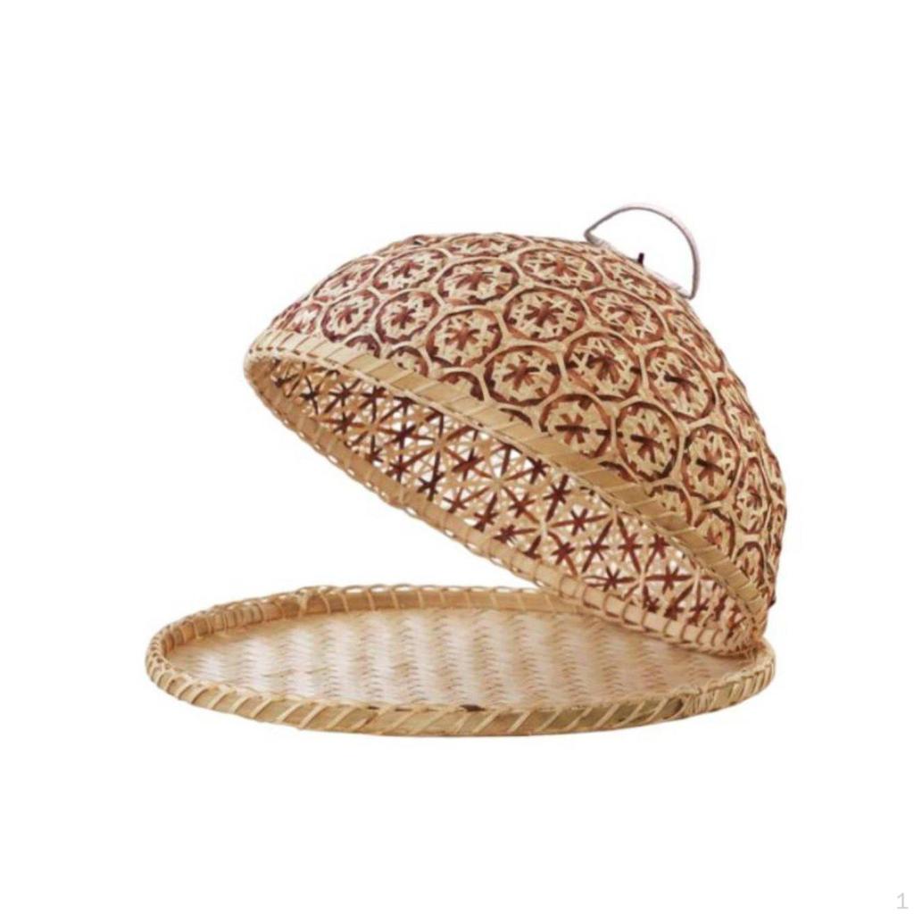 Bamboo Dish Cover Tent Handmade Food Dome Shielded Woven Meal for Tabletop, Dining Room