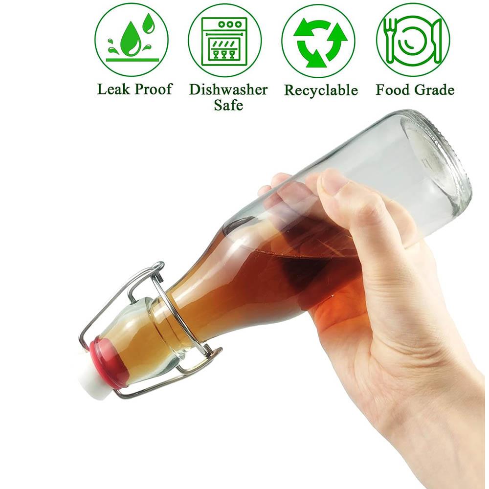 Swing Top Glass Bottles 8.5oz,Flip Top Glass Bottle with Airtight Lid for Fermentation,Mead,Coquito,Vinegar,Beer,Kefir,Juice,Oil