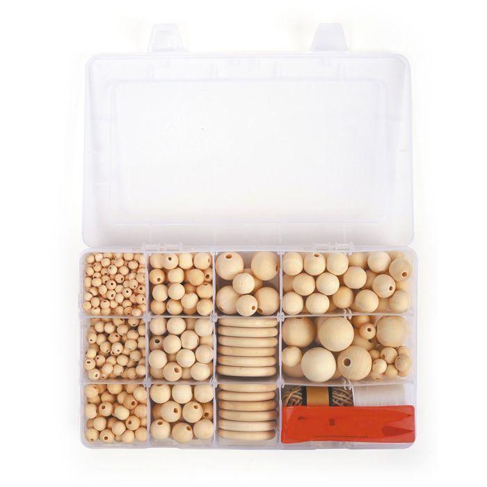 Coffret de perles et anneaux en bois - GRAINE CREATIVE - 747 pcs - Beige - Mixte - DIY