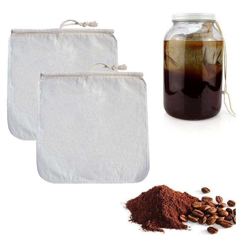 ABUL-8 Pack Organic Reusable Cold Coffee Brew Filters Bag,12 Inch Wine Brewing Filters Eco-Friendly Mesh Cotton Filter