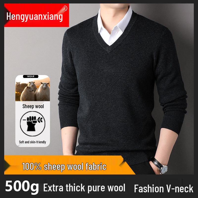 

Men s 100% Pure Wool V-Neck Sweater, Extra Thick, 500g, Autumn/Winter 2023 Collection XL/180