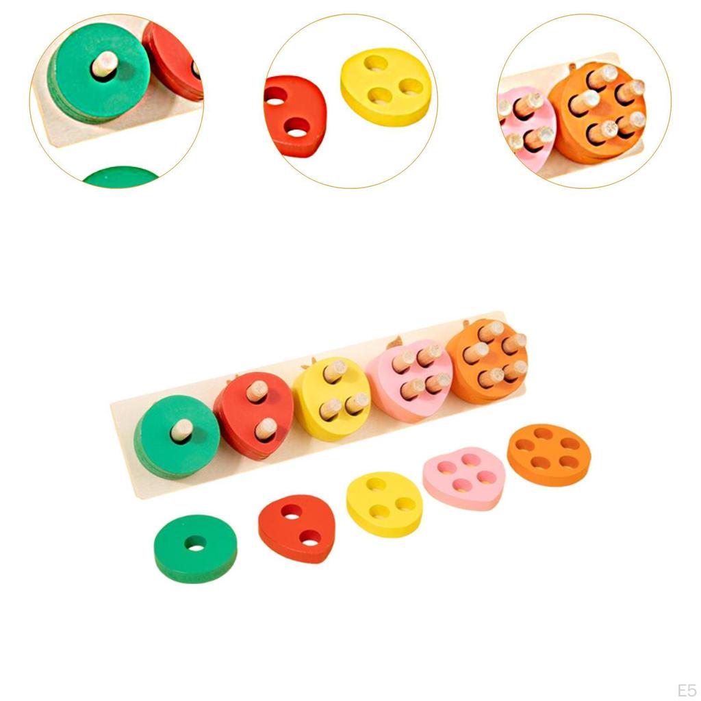 Montessori Wooden Shape Sorter, Stack and Sort Board, Educational Matching Toy for