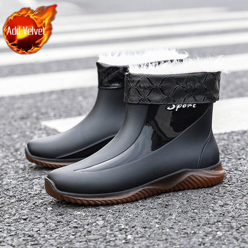 Silicone Male Shoes Wear to Work Soft Gumboots Teenagers Wellies Plastic Waterproof Resistant Wear-resistant Men's Rain Boots